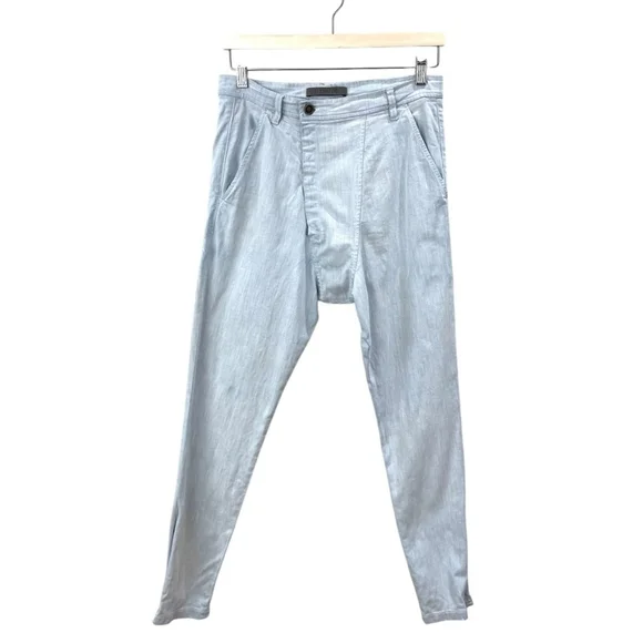 * Superfine Chase Slouch Crotch Mid Rise Chambray Slim Jeans Size 26
